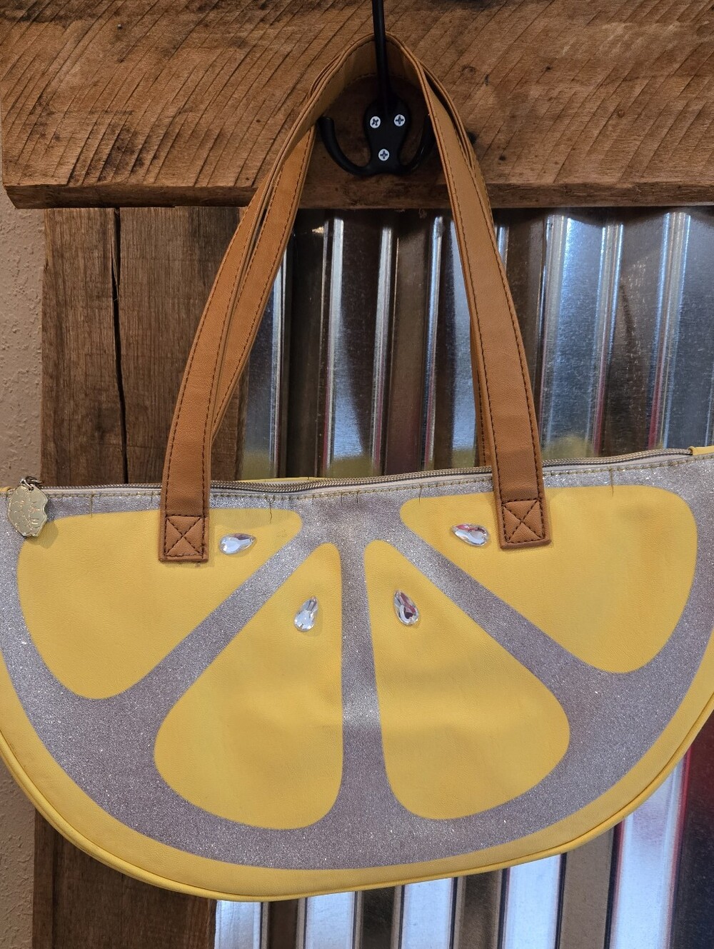 Luv Betsey Yellow Lemon Wedge Insulated BAG Sparkly